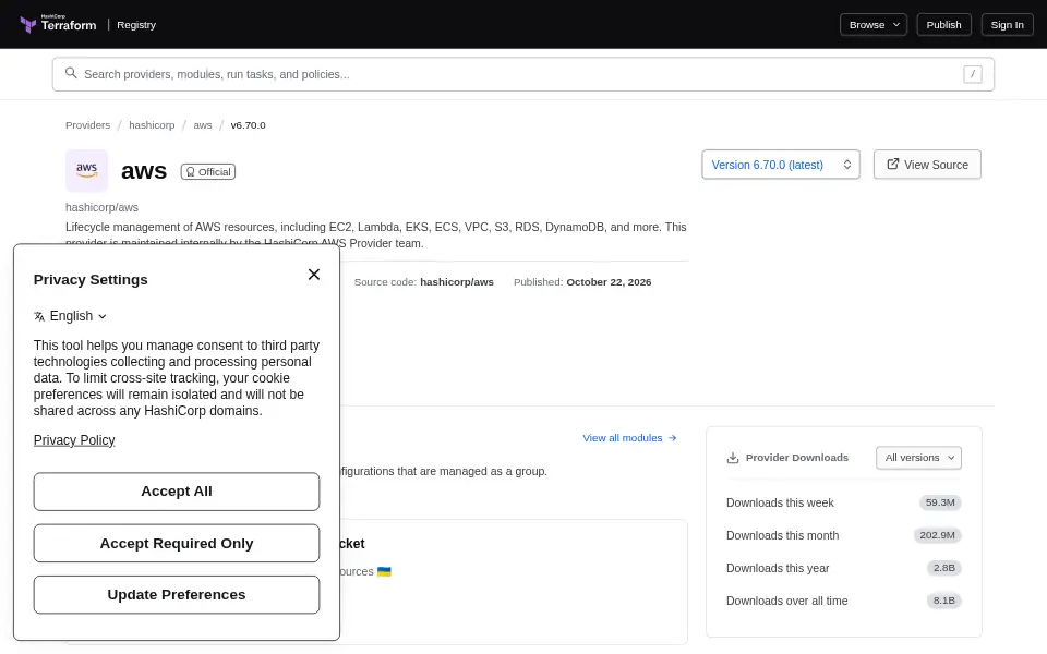 Vista previa de Terraform AWS Provider
