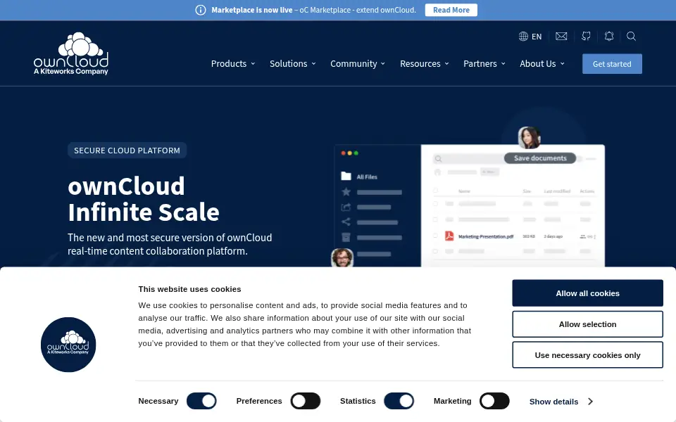 Vista previa de ownCloud