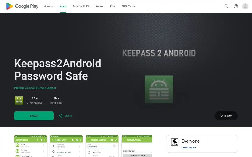 Vista previa de Keepass2Android