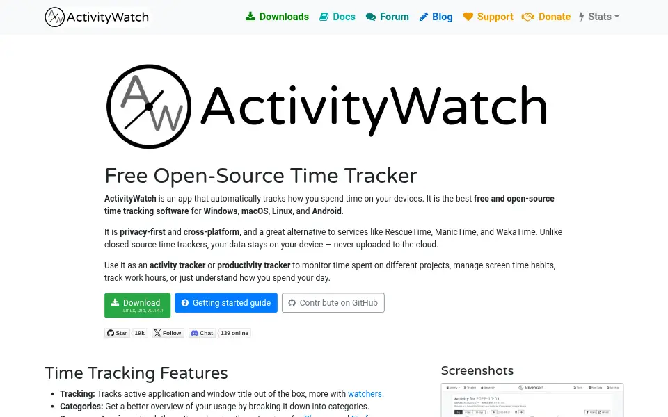 Vista previa de activitywatch