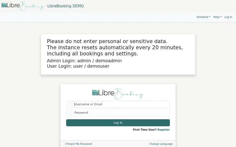 Vista previa de librebooking