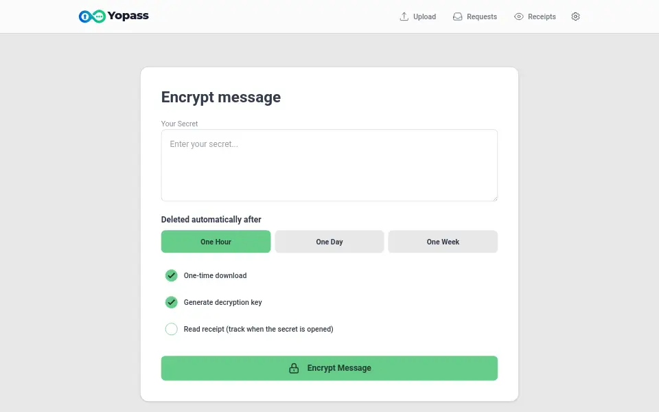 Vista previa de yopass