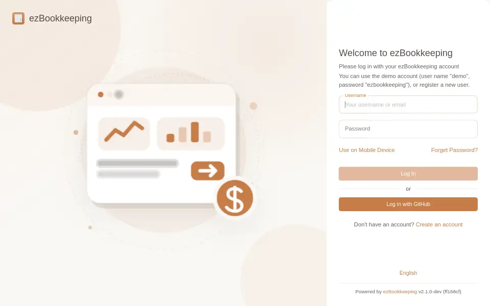 Vista previa de ezbookkeeping