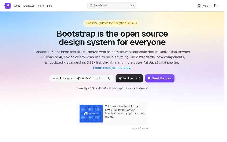 Vista previa de Bootstrap