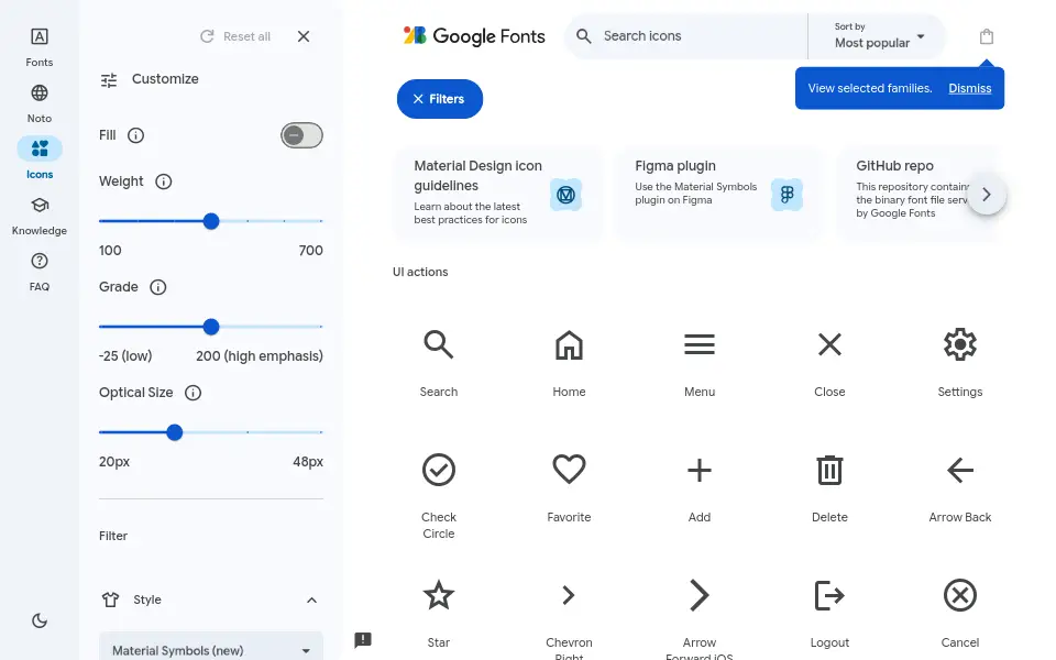 Vista previa de material-design-icons