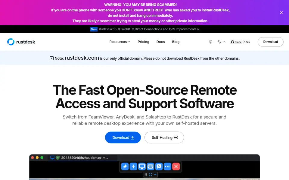 Vista previa de RustDesk