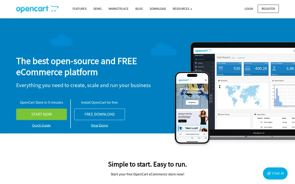 Vista previa de opencart