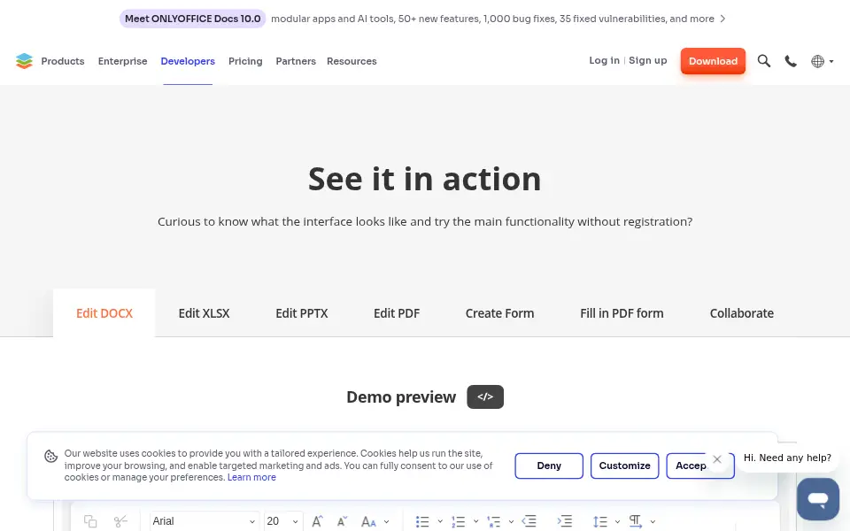 Vista previa de DocumentServer