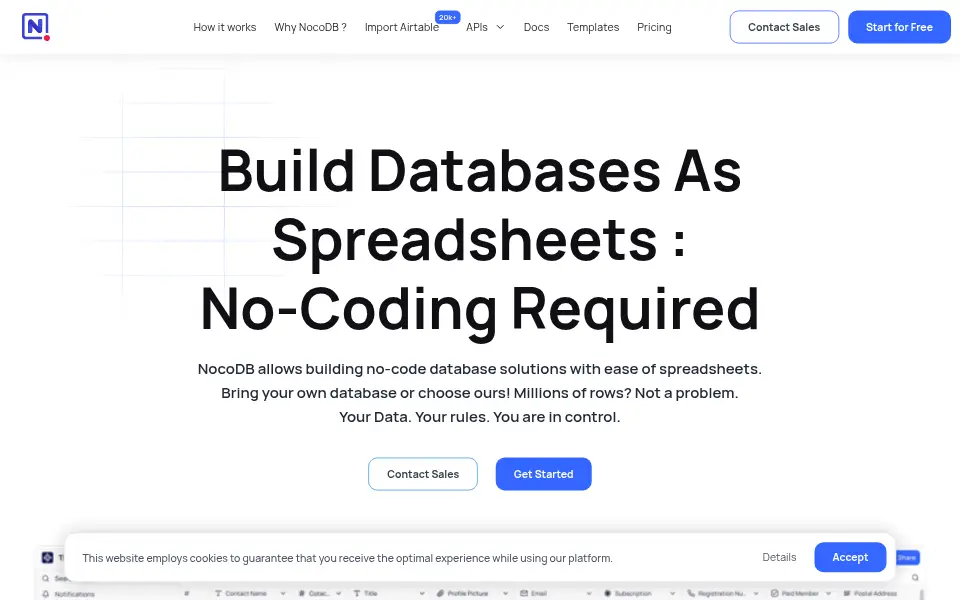 Vista previa de NocoDB