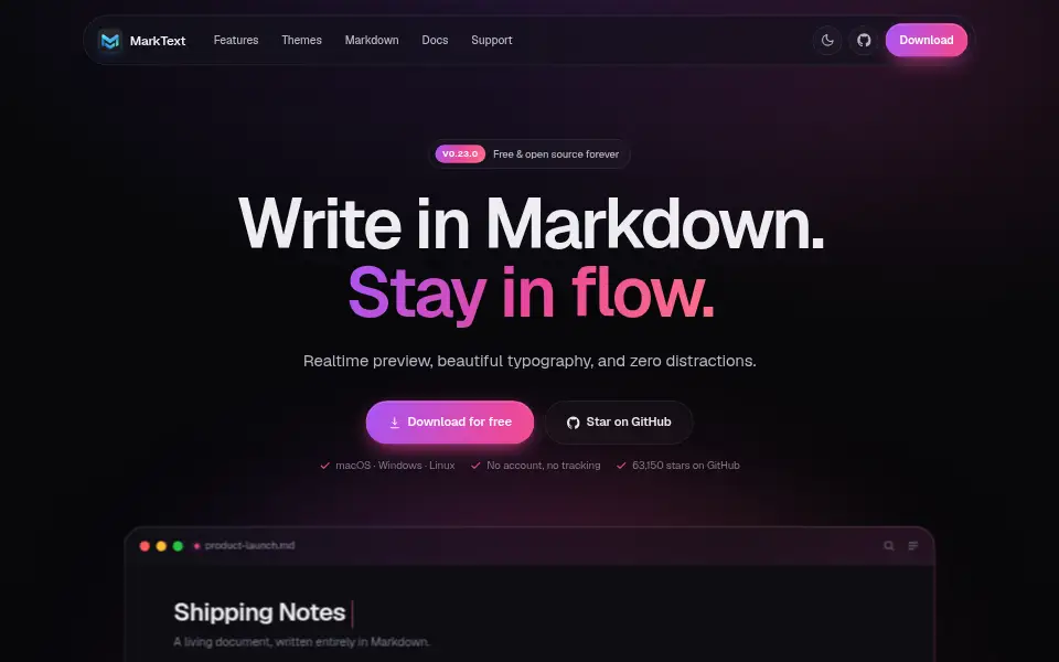 Vista previa de MarkText