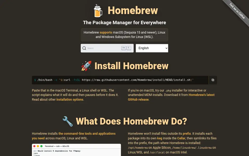 Vista previa de Homebrew
