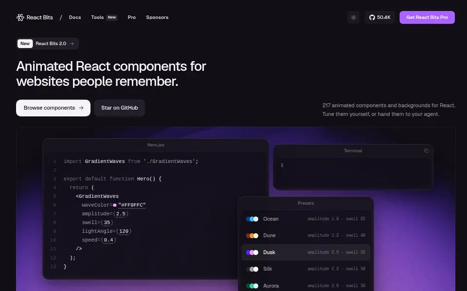 Vista previa de React Bits