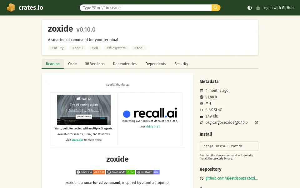 Vista previa de zoxide