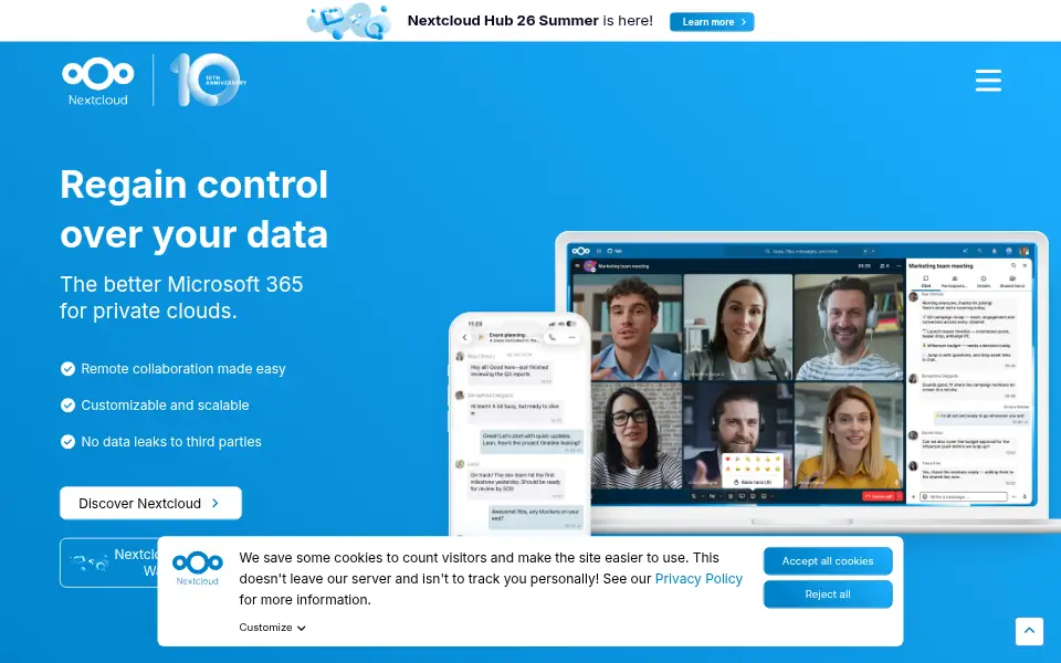 Vista previa de Nextcloud