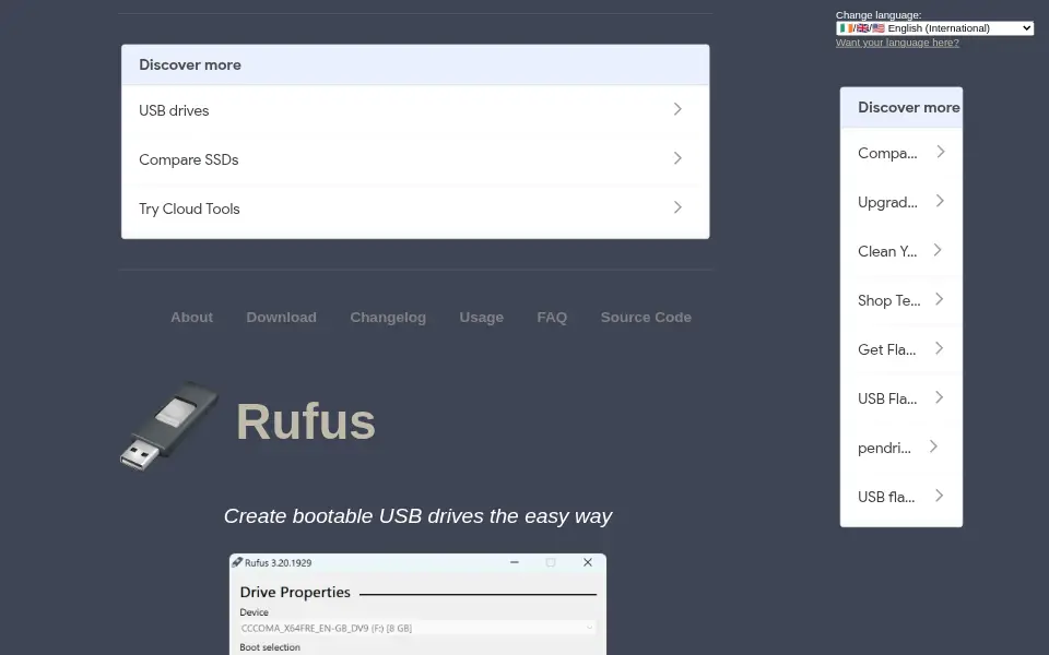 Vista previa de Rufus