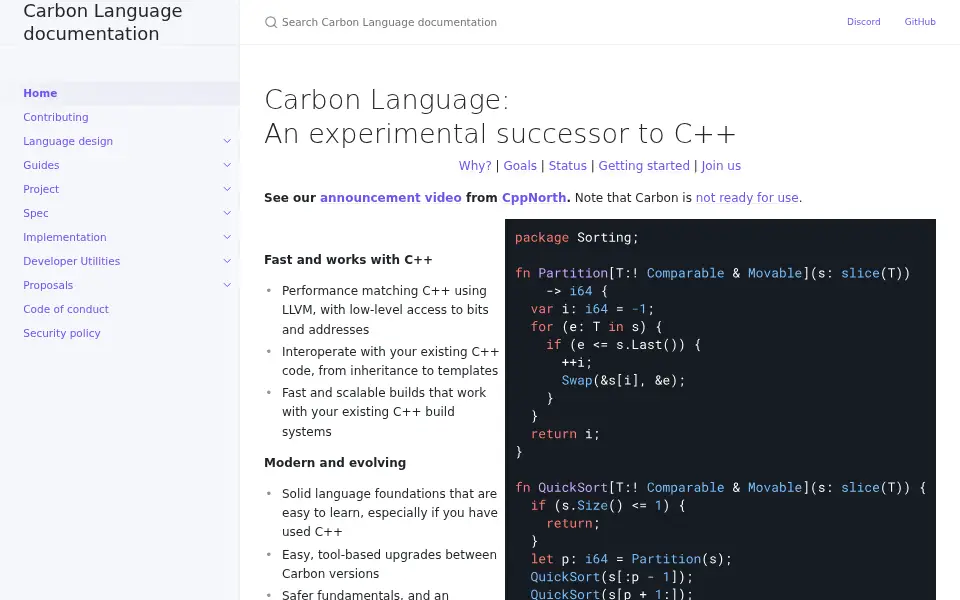 Vista previa de Carbon Language