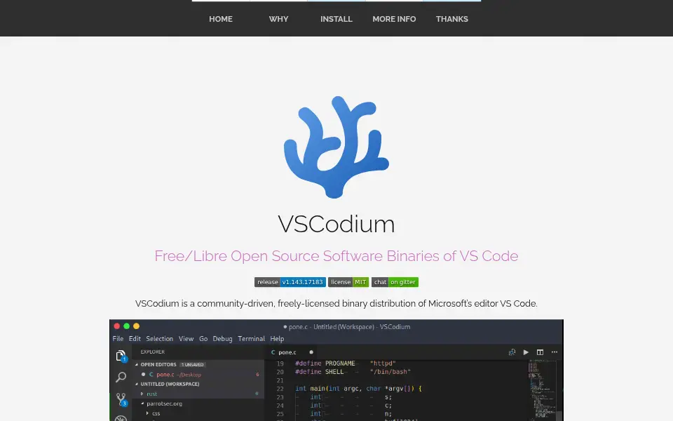 Vista previa de VSCodium