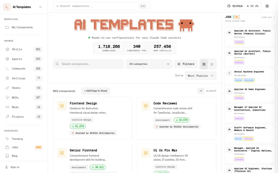 Vista previa de Claude Code Templates