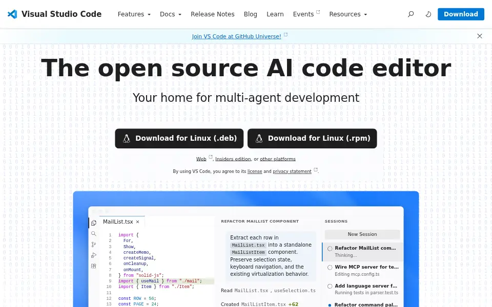 Vista previa de VS Code (Code - OSS)