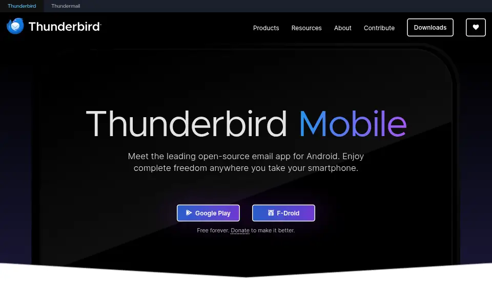 Vista previa de Thunderbird for Android